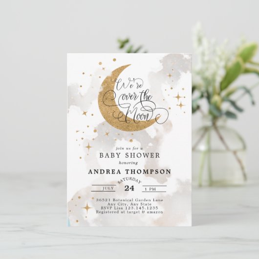 Moon baby shower kaart (Staand voorkant)