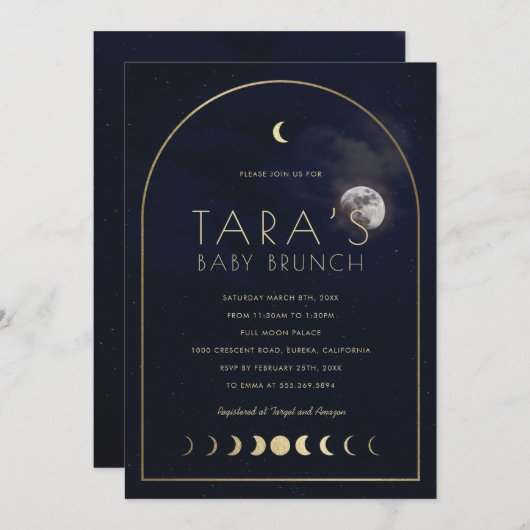 Moon Baby shower Kaart (Voorkant / Achterkant)