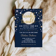 Moon Baby shower Twinkle Little Star Navy Gold