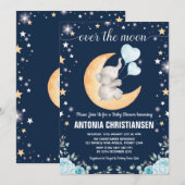 Moon Baby shower / Twinkle Star Elephant Baby Boy Kaart (Voorkant / Achterkant)