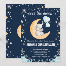 Moon Baby shower / Twinkle Star Elephant Baby Boy Kaart