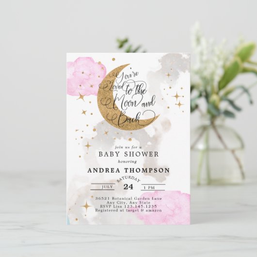 Moon baby shower uitnodiging (Staand voorkant)