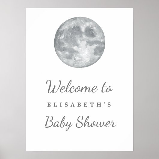 Moon Baby shower Welkome gebarentdownload Poster (Voorkant)