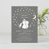 Moon & Back Bunny Baby shower Uitnodiging (Staand voorkant)