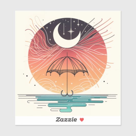 Moon Balancing Rainfall beroemd gemaakt door Boho  Sticker (Vel)
