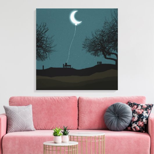 Moon Balloon Canvas Afdruk (Insitu (Woonkamer))