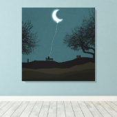 Moon Balloon Canvas Afdruk (Insitu (Houten vloer))