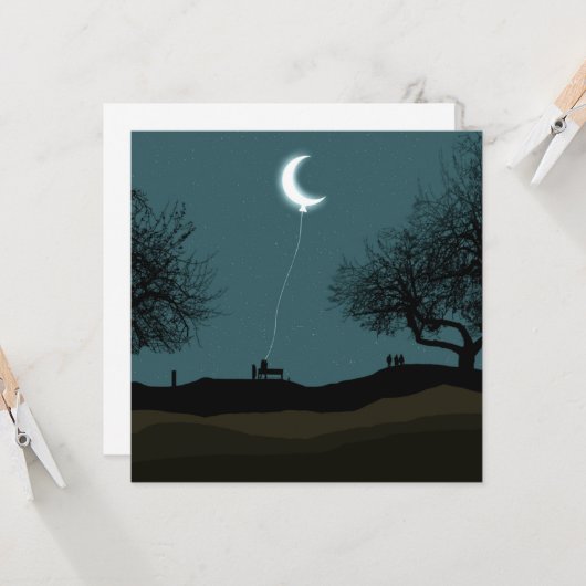 Moon Balloon Kaart (Voorkant / Achterkant in situ)