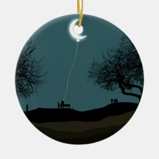 Moon Balloon Keramisch Ornament (Voorkant)