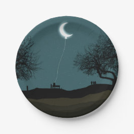 Moon Balloon Papieren Bordje