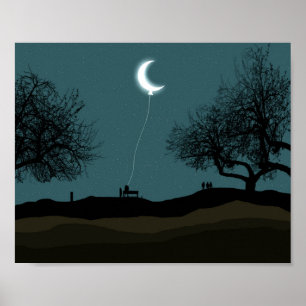 Moon Balloon Poster