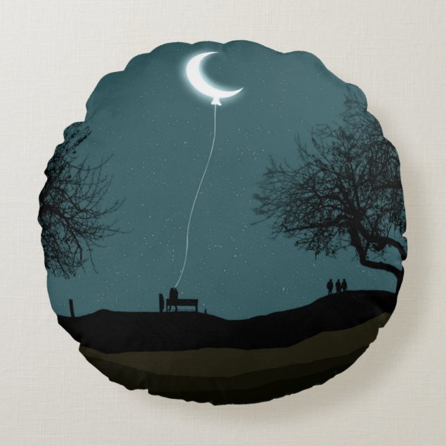 Moon Balloon Rond Kussen (Voorkant)