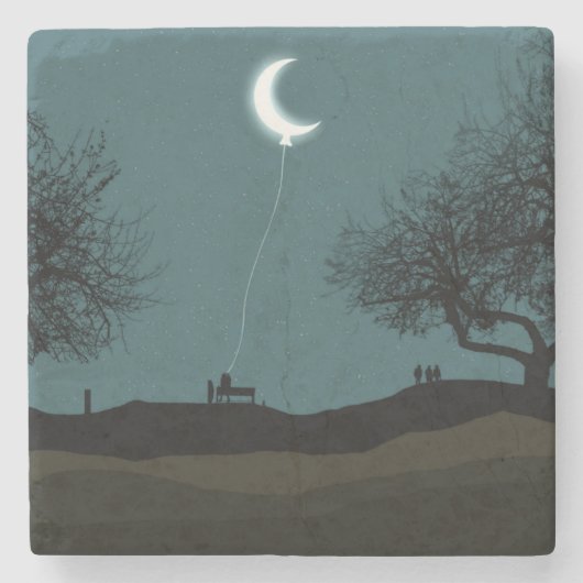 Moon Balloon Stenen Onderzetter (Voorkant)