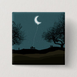 Moon Balloon Vierkante Button 5,1 Cm