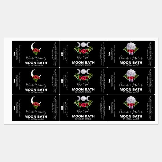 Moon Bath Soak Spell Labels in zwart (Vel)