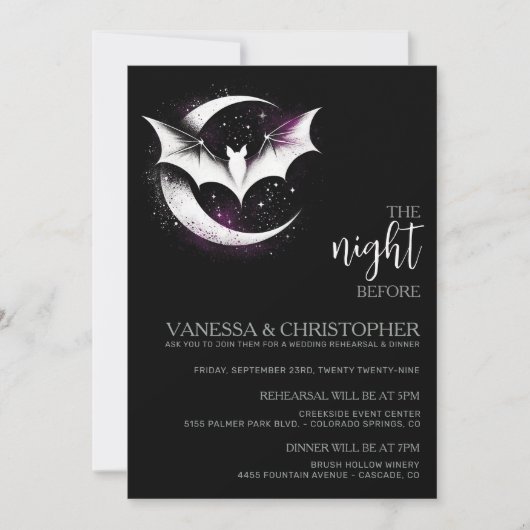 Moon Bats Night voor de bruiloft repetitie Kaart (Voorkant)