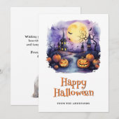 Moon Bats Pumpkins Happy Halloween Kaart (Voorkant / Achterkant)