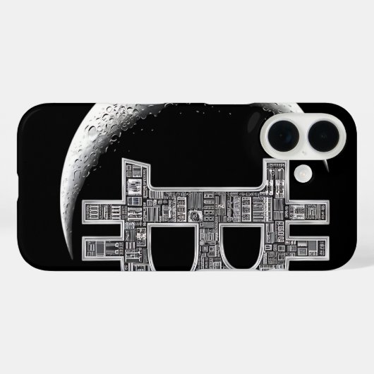 Moon Bitcoin Circuit Design Tech Enthusiast Hoesje (Achterkant (horizontaal))