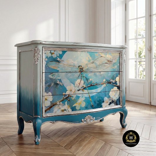 Moon Blossoms Dragonfly Bloemen Decoupage Tissuepapier