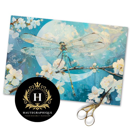 Moon Blossoms Dragonfly Bloemen Decoupage Tissuepapier