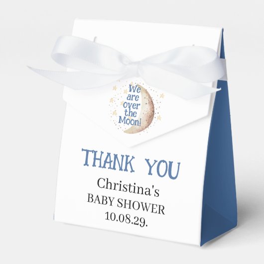 Moon Blue Boy Baby shower Favoriet Box Bedankdoosjes (Voorkant Zijde)