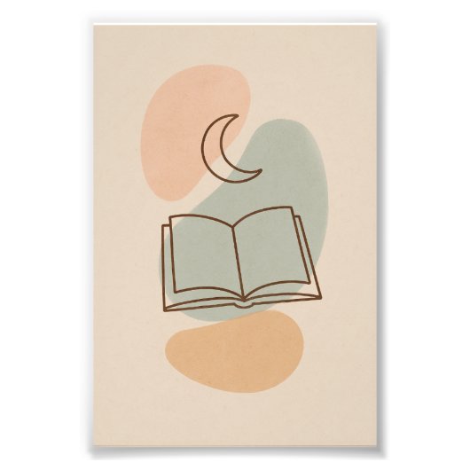 Moon & Book Minimalist Poster (Voorkant)