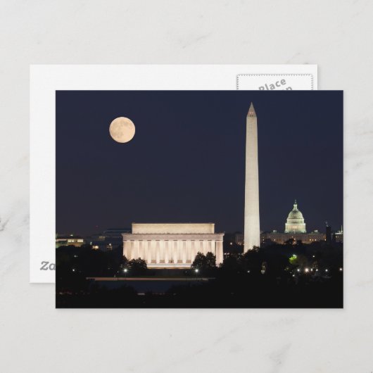 Moon boven Washington DC Briefkaart (Voorkant / Achterkant)