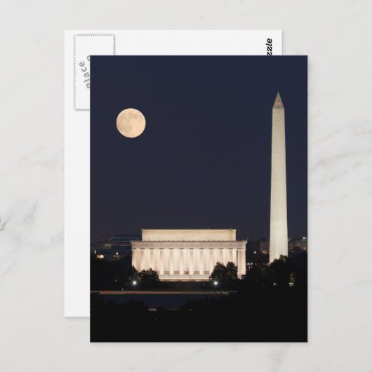 Moon boven Washington DC Briefkaart (Voorkant / Achterkant)
