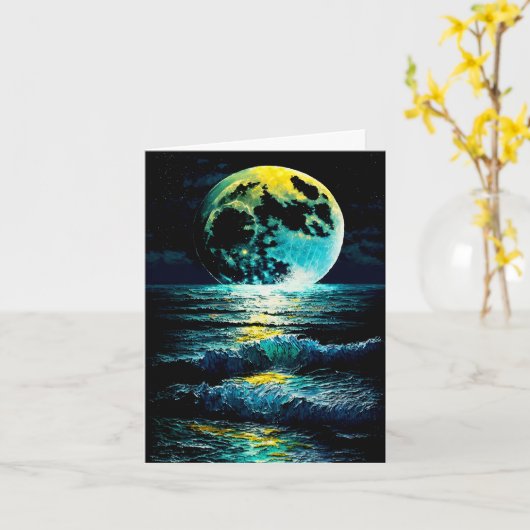 Moon boven water kaart (Gele Bloem)