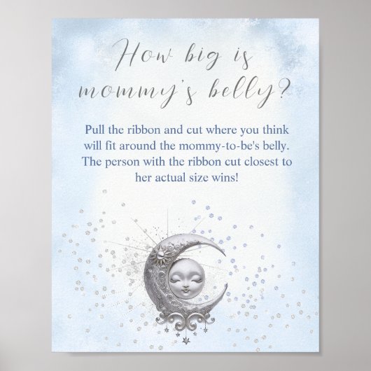 Moon Boy Baby shower Hoe groot is de buik van mama Poster (Voorkant)