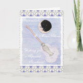Moon & Broom Gespireerd Samhain Pentacle Feestdagen Kaart (Voorkant)
