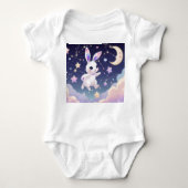 Moon Bunny Baby Bodysuit – Pastel Celestial Rabbit (Voorkant)
