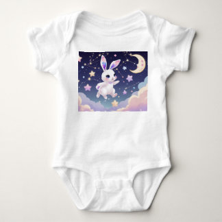 Moon Bunny Baby Bodysuit – Pastel Celestial Rabbit