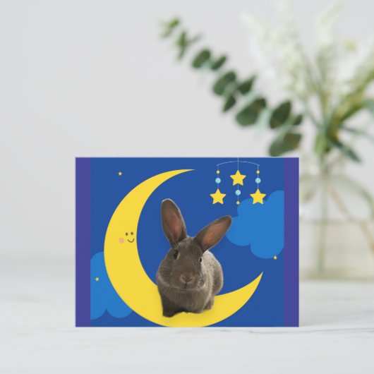 Moon Bunny Briefkaart (Staand voorkant)