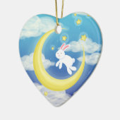 Moon Bunny Pink Keramisch Ornament (Links)