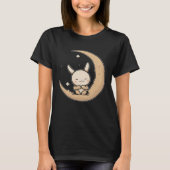 Moon Bunny Rabbit Sitting In Crescent Moon Easter T-shirt (Voorkant)