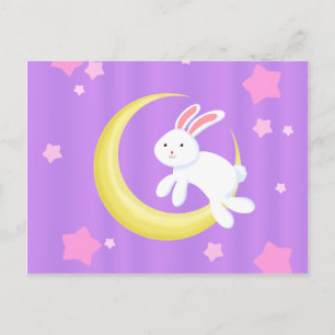 Moon Bunny Stars Briefkaart