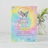 Moon Butterflies Tie Dye Baby Shower Kaart (Staand voorkant)