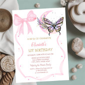 Moon Butterfly Bow Gestreepte Verjaardag Kaart