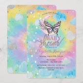 Moon Butterfly Stars & Clouds Tie Dye Baby Shower Kaart (Voorkant / Achterkant)