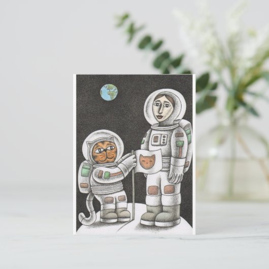 'Moon Cat' Briefkaart (Staand voorkant)