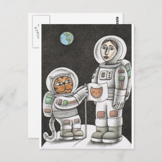 'Moon Cat' Briefkaart (Voorkant / Achterkant)