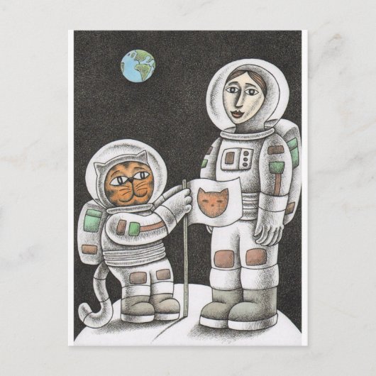 'Moon Cat' Briefkaart (Voorkant)