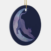 Moon Cat Design Stretting Cats MoonChild Art Keramisch Ornament (Rechts)