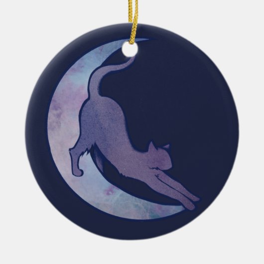 Moon Cat Design Stretting Cats MoonChild Art Keramisch Ornament (Voorkant)