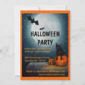 Moon, Cat en Pumpkin Halloween Kaart (Voorkant)