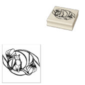 Moon Cat Flower Luna Cats Floral MoonCat Rubberstempel (Gestempeld)