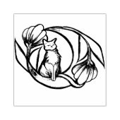 Moon Cat Flower Luna Cats Floral MoonCat Rubberstempel (Afrduk)
