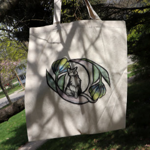 Moon Cat Flower Luna Cats Floral MoonCat Tote Bag