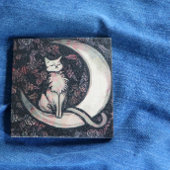 Moon Cat Moonchild flower cats Stenen Onderzetter
